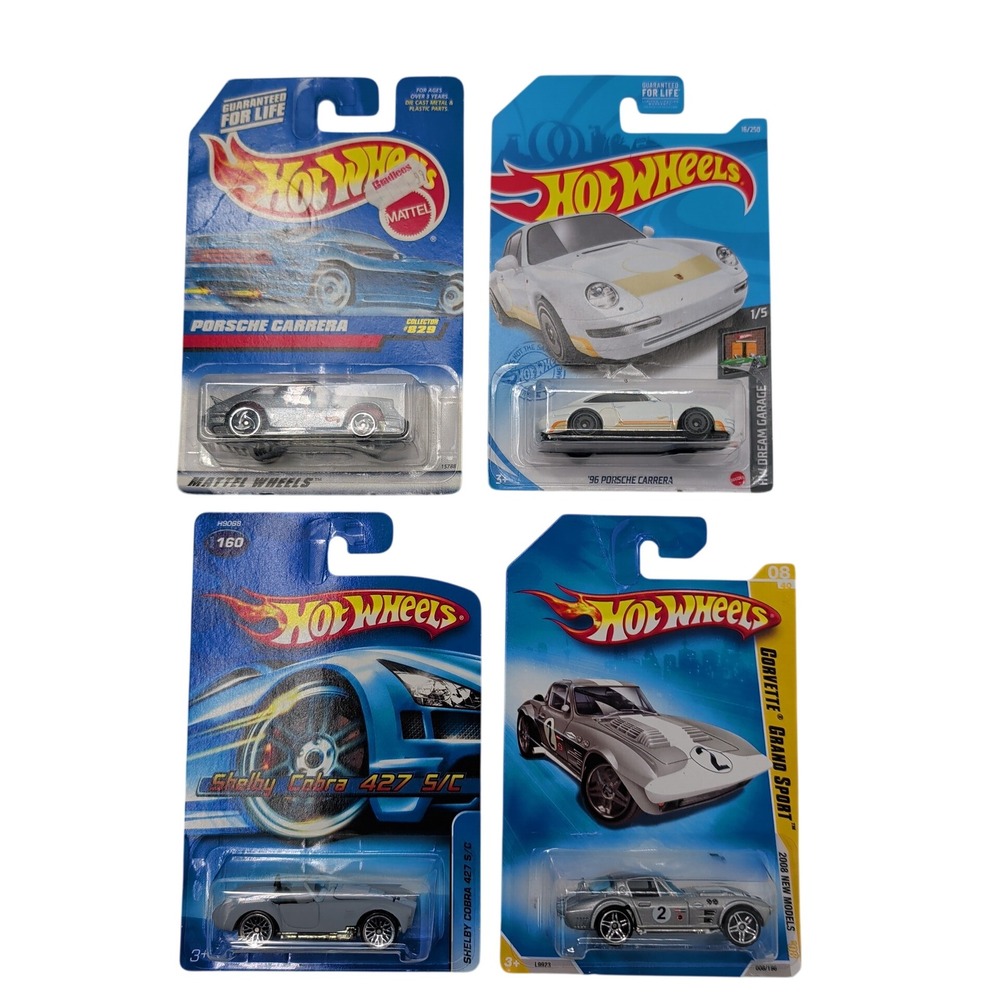 Hot Wheels Porsche Carrera Shelby Cobra 427 Corvette Grand Sport Lot of 4 New